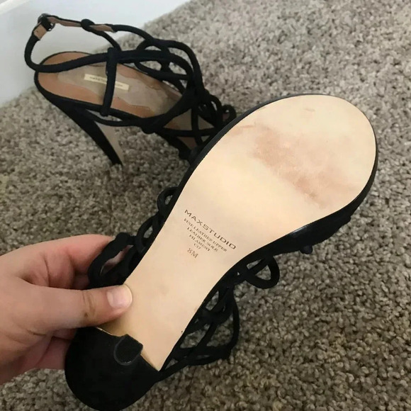 Max Studio Strap Suede Heels - Picture 4 of 5